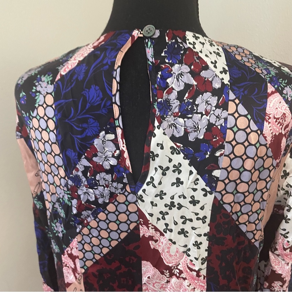 EQUIPMENT FEMME Sz S Patchwork Print 100% Silk Top Blouse Lightweight‎ SAMPLE - Picture 4 of 15